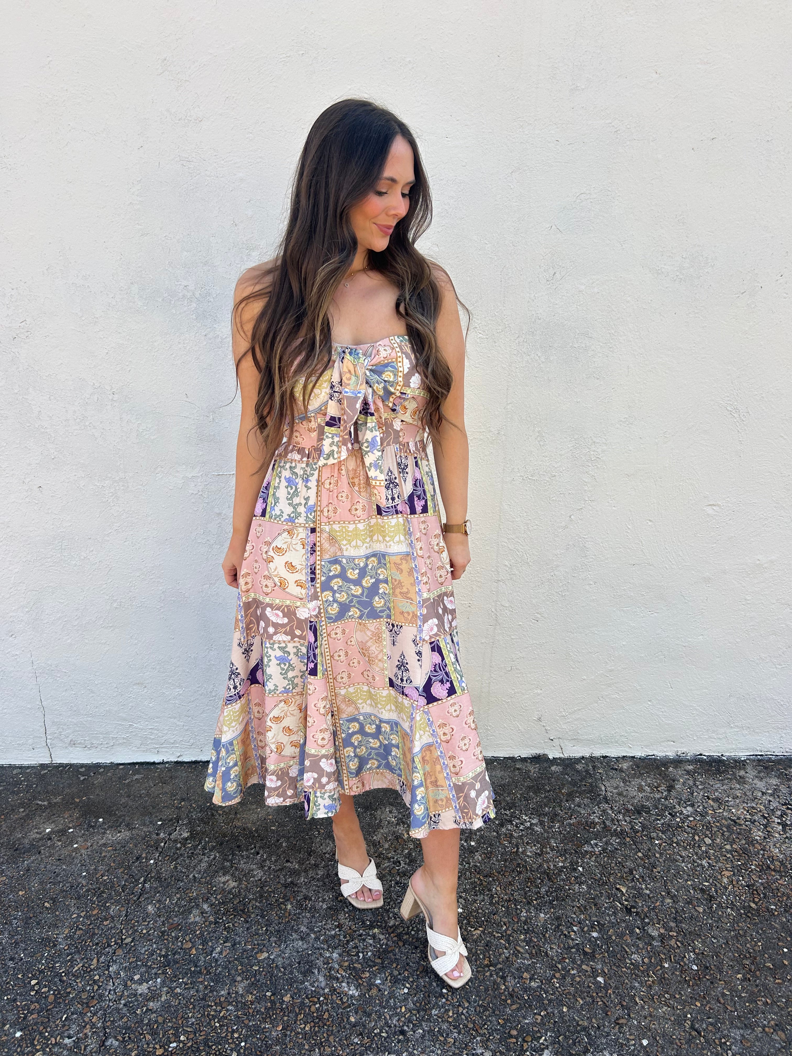 KLD SIGNATURE | STRAPLESS TIE FRONT DRESS