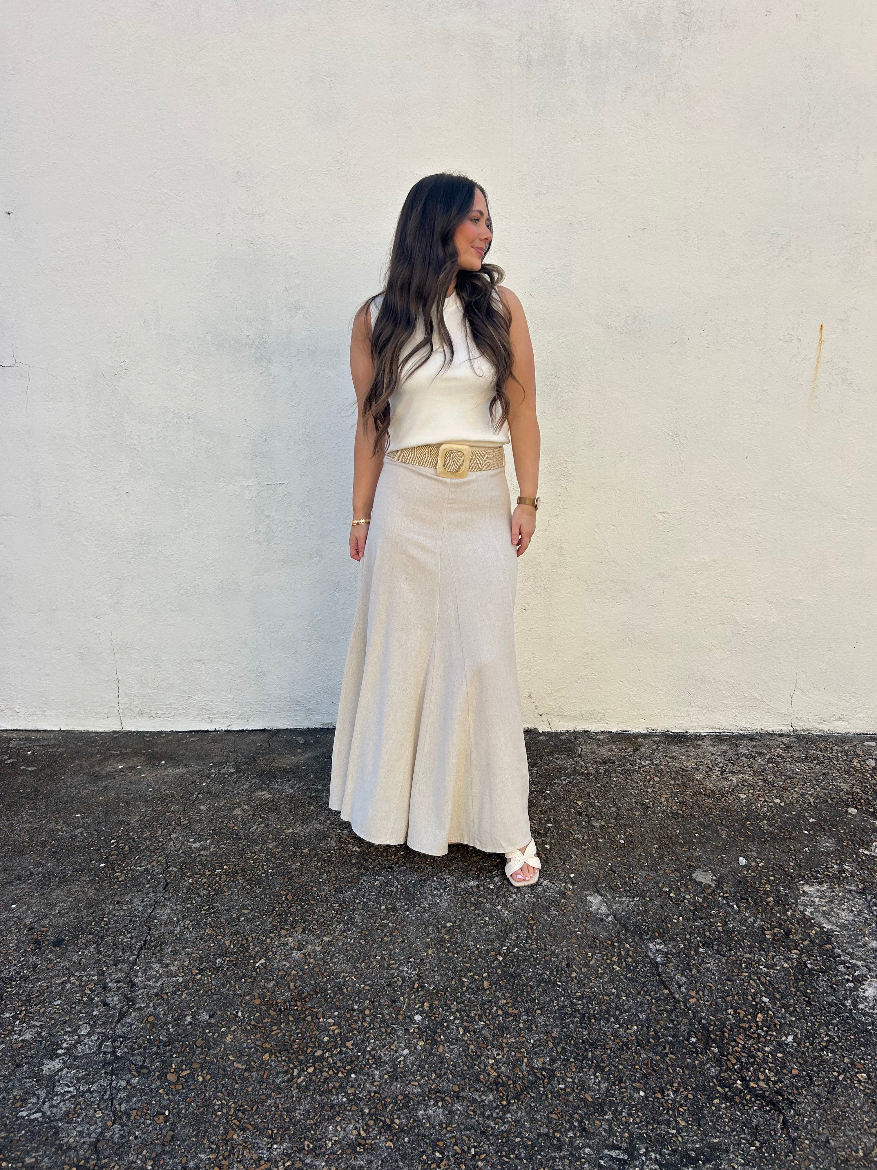 DELUC | CLOUET LINEN BELTED MAXI SKIRT