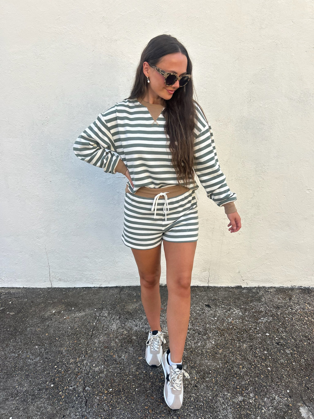 Z SUPPLY | LOW KEY STRIPE FLEECE SHORT IN MONSTERA