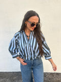 KARLIE | BLUE RIDGE STRIPE BUBBLE TOP