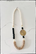GENTRY BY JENNA | BRASS PENDANT NECKLACE - TAN + BLACK BEAD