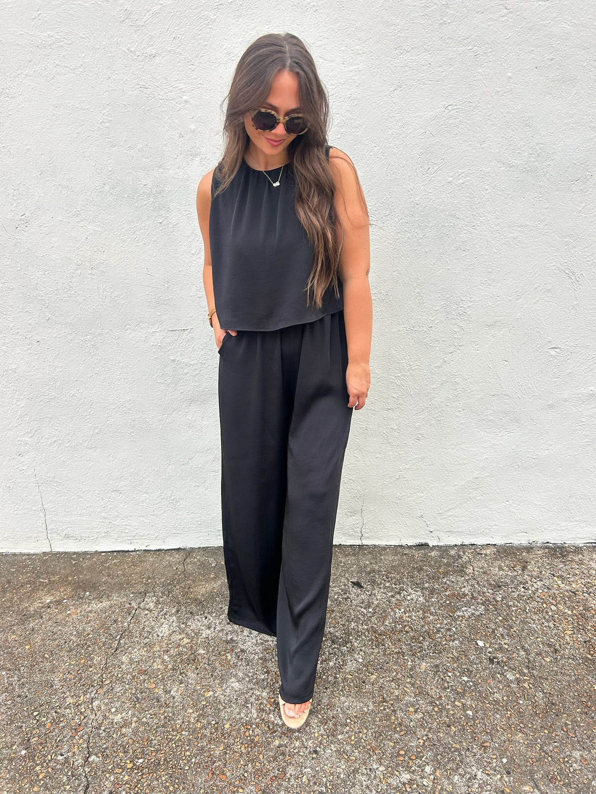 THE MODERN MUSE WIDE LEG JUMPSUIT IN BLACK