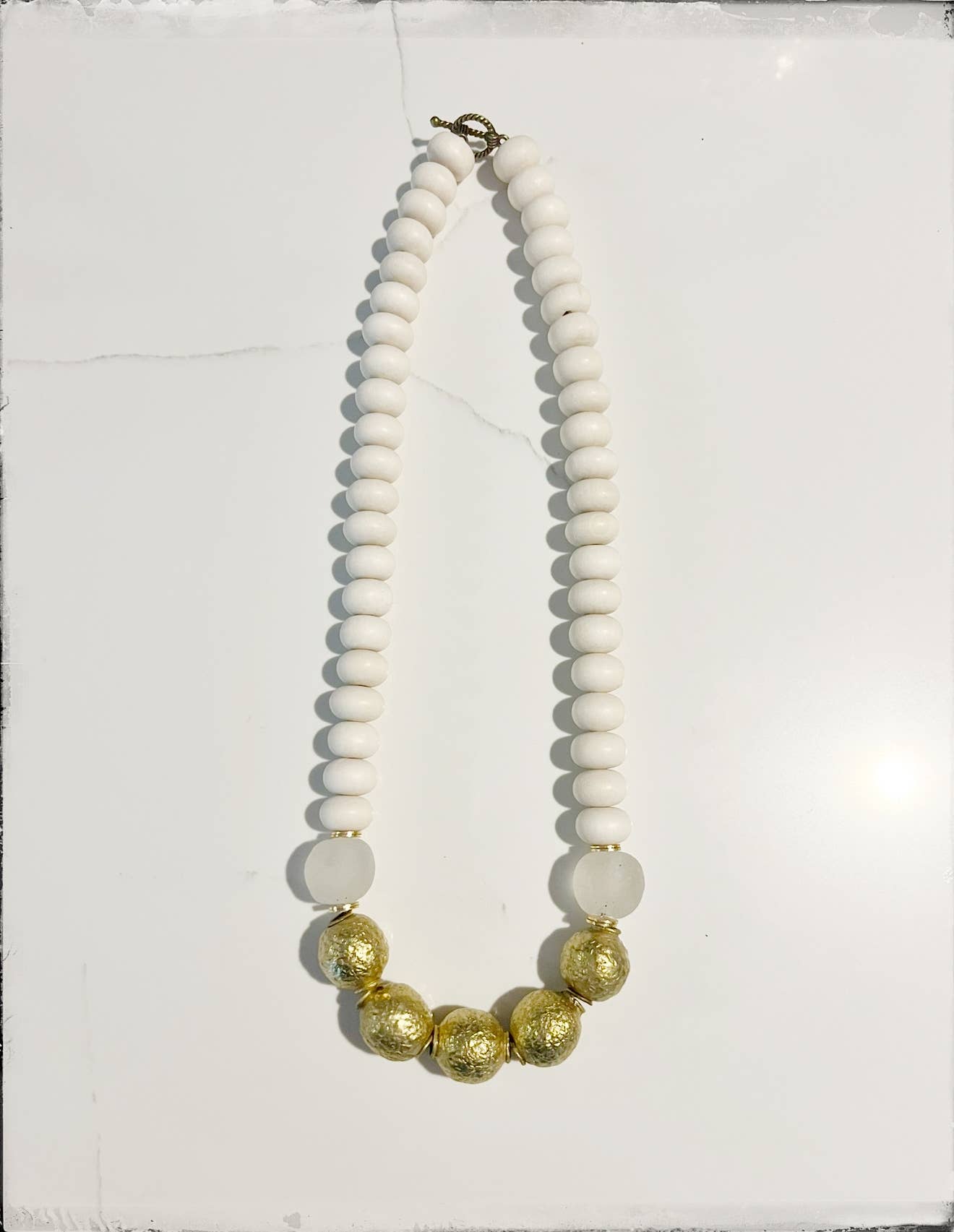 GENTRY BY JENNA | BRASS BEAD + RECYCLED GLASS NECKLACE