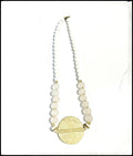 GENTRY BY JENNA | WOOD + BONE NECKLACE WITH GOLD PENDANT
