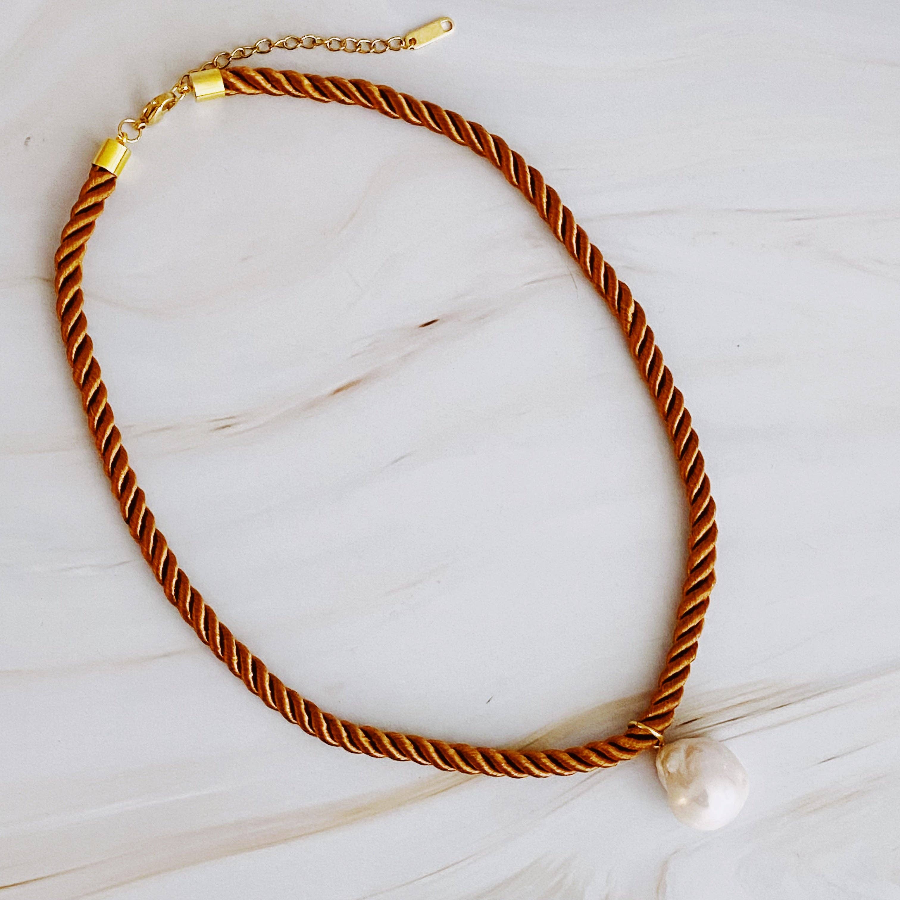 ELLA IVY | SATIN ROPE BAROQUE PEARL NECKLACE