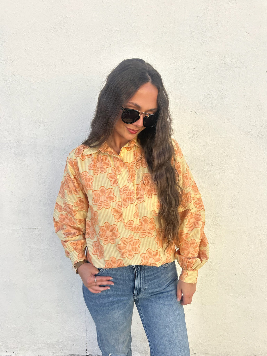 IVY JANE | PEACH PETALS TEXTURED SHIRT