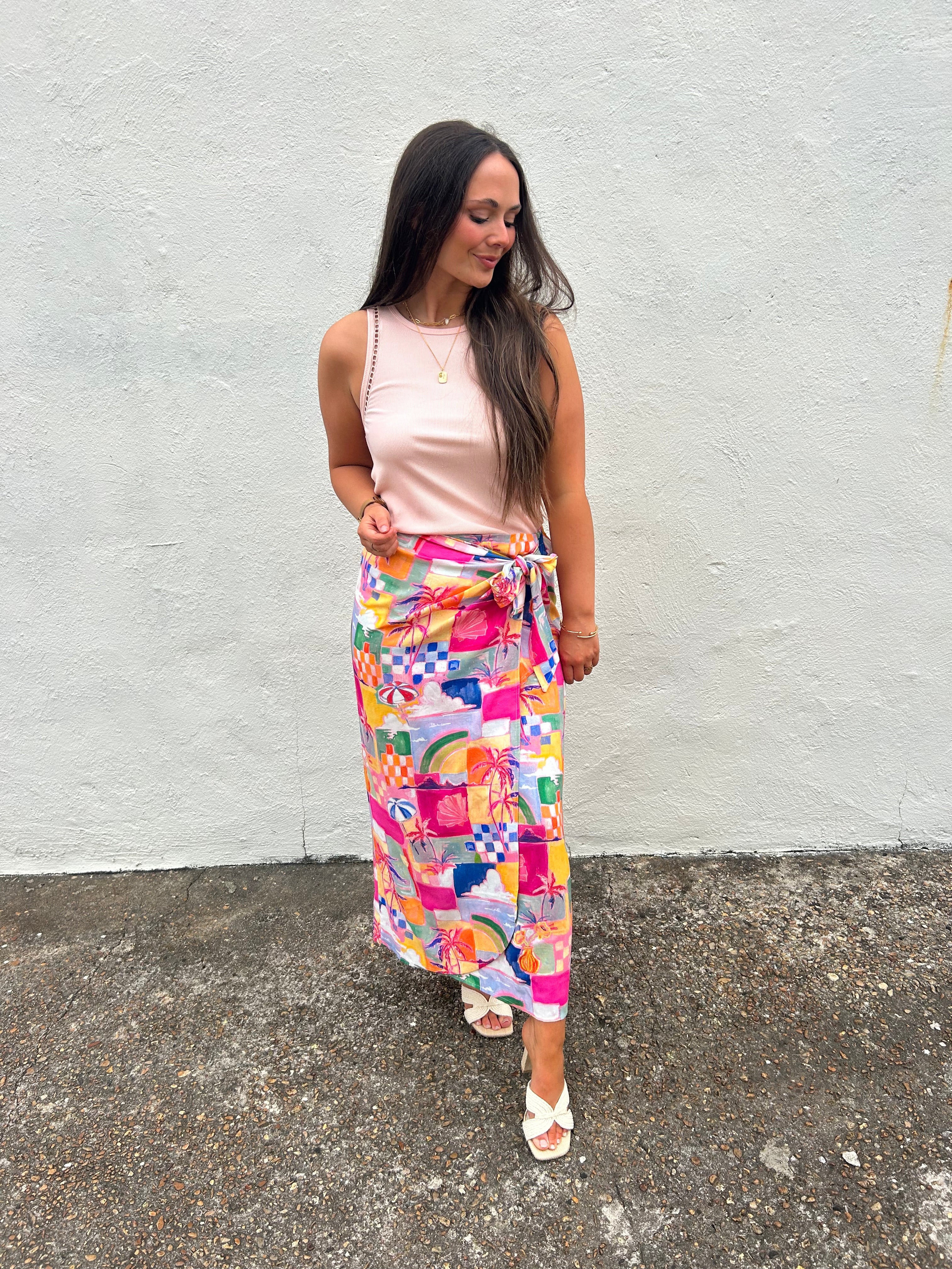 BAHAMAS SUNSET PATCHWORK WRAP SKIRT