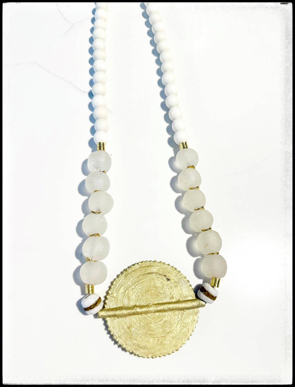 GENTRY BY JENNA | WOOD + BONE NECKLACE WITH GOLD PENDANT