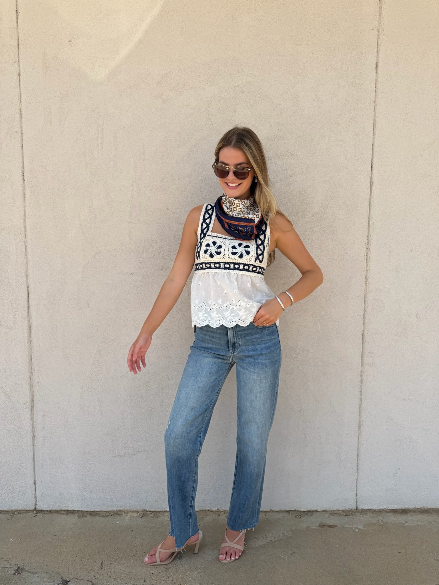 CREAM CROCHET CAMI TOP
