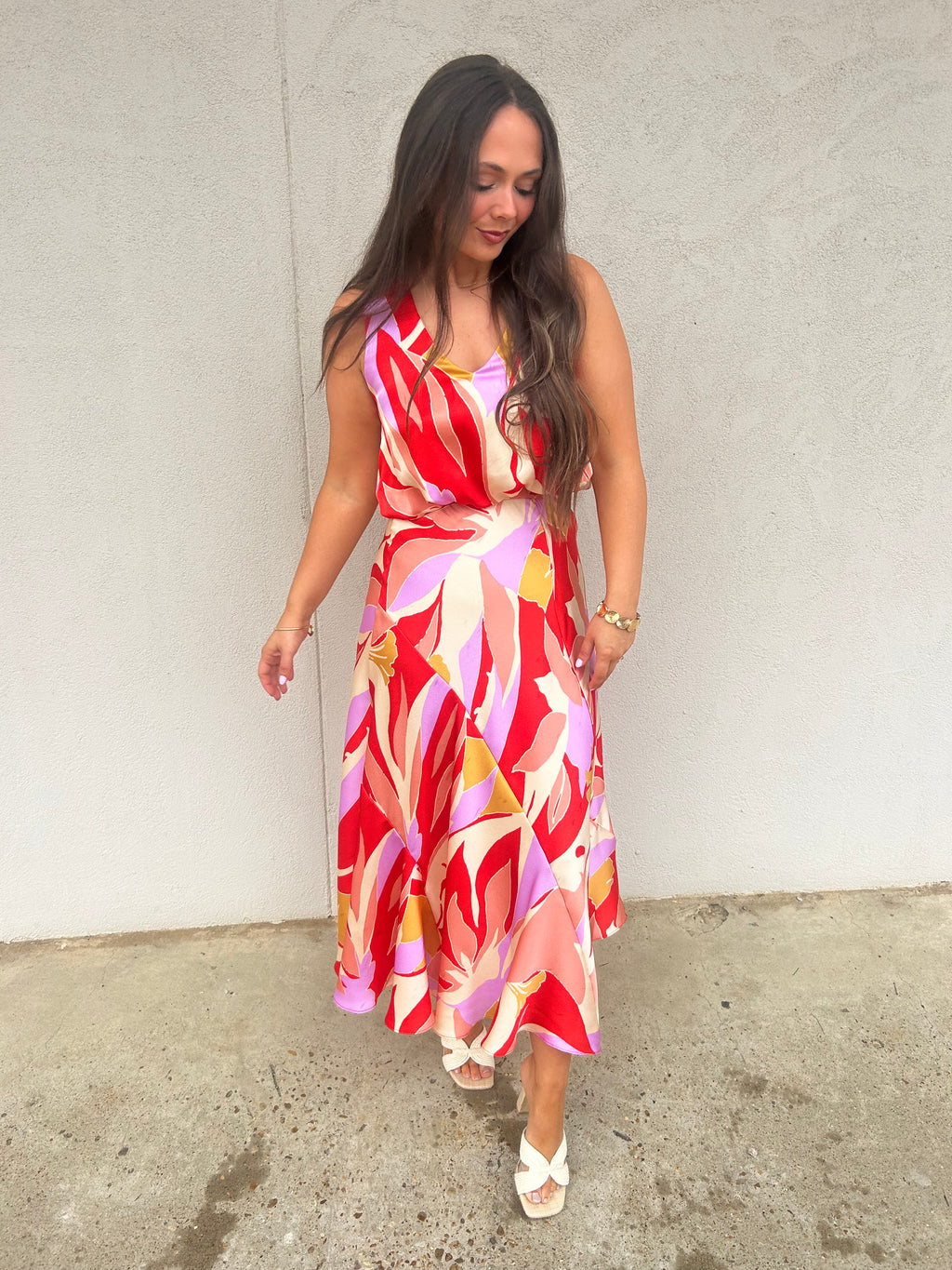 SUNSET BLOOM BUBBLE HEM TOP