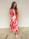 SUNSET BLOOM SATIN MIDI SKIRT