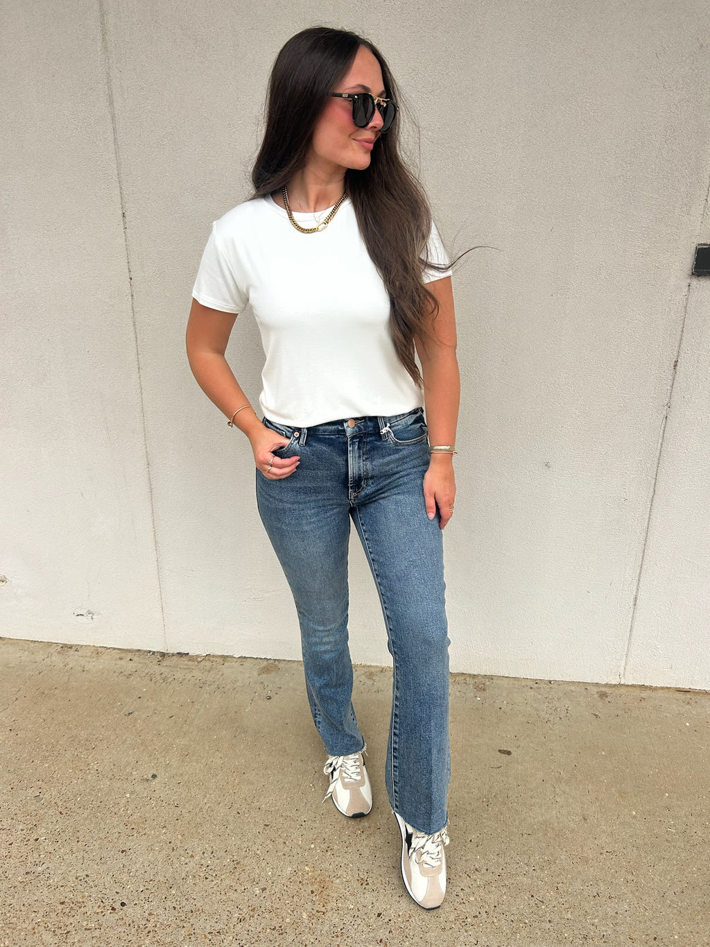 KARLIE | DOUBLE LAYER TEE IN IVORY