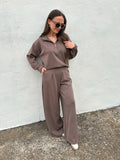 VINTAGE HAVANA | CHOCOLATE PINSTRIPE WIDE LEG PANT