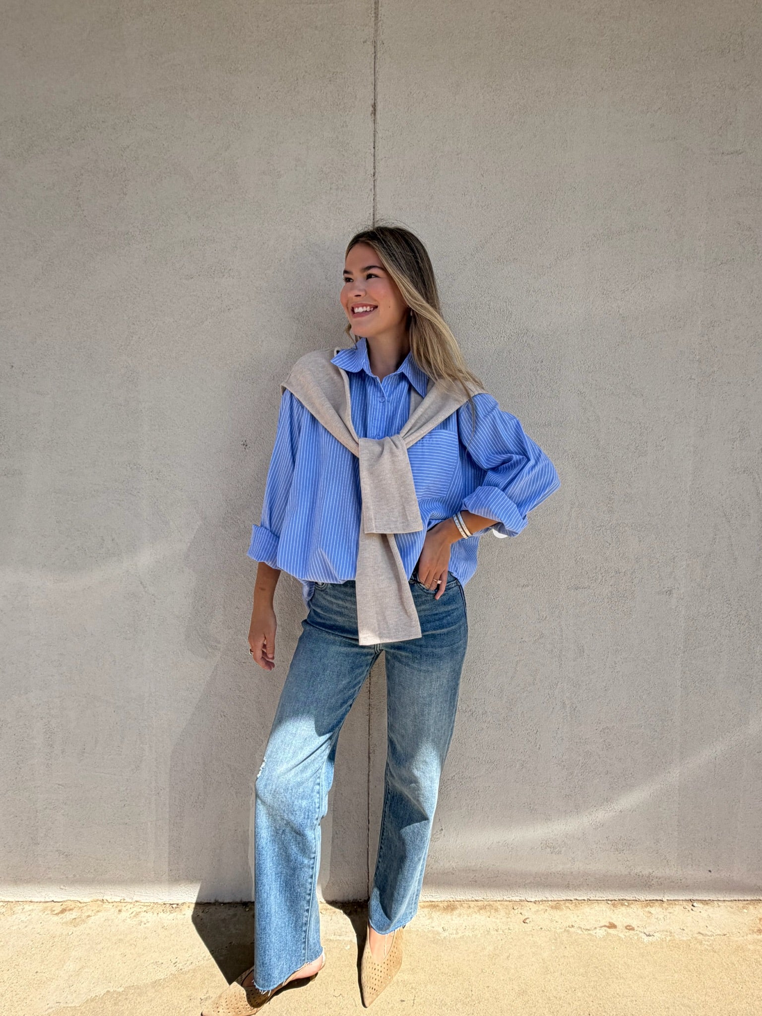 KARLIE | THE POLISHED STRIPE BUTTON DOWN