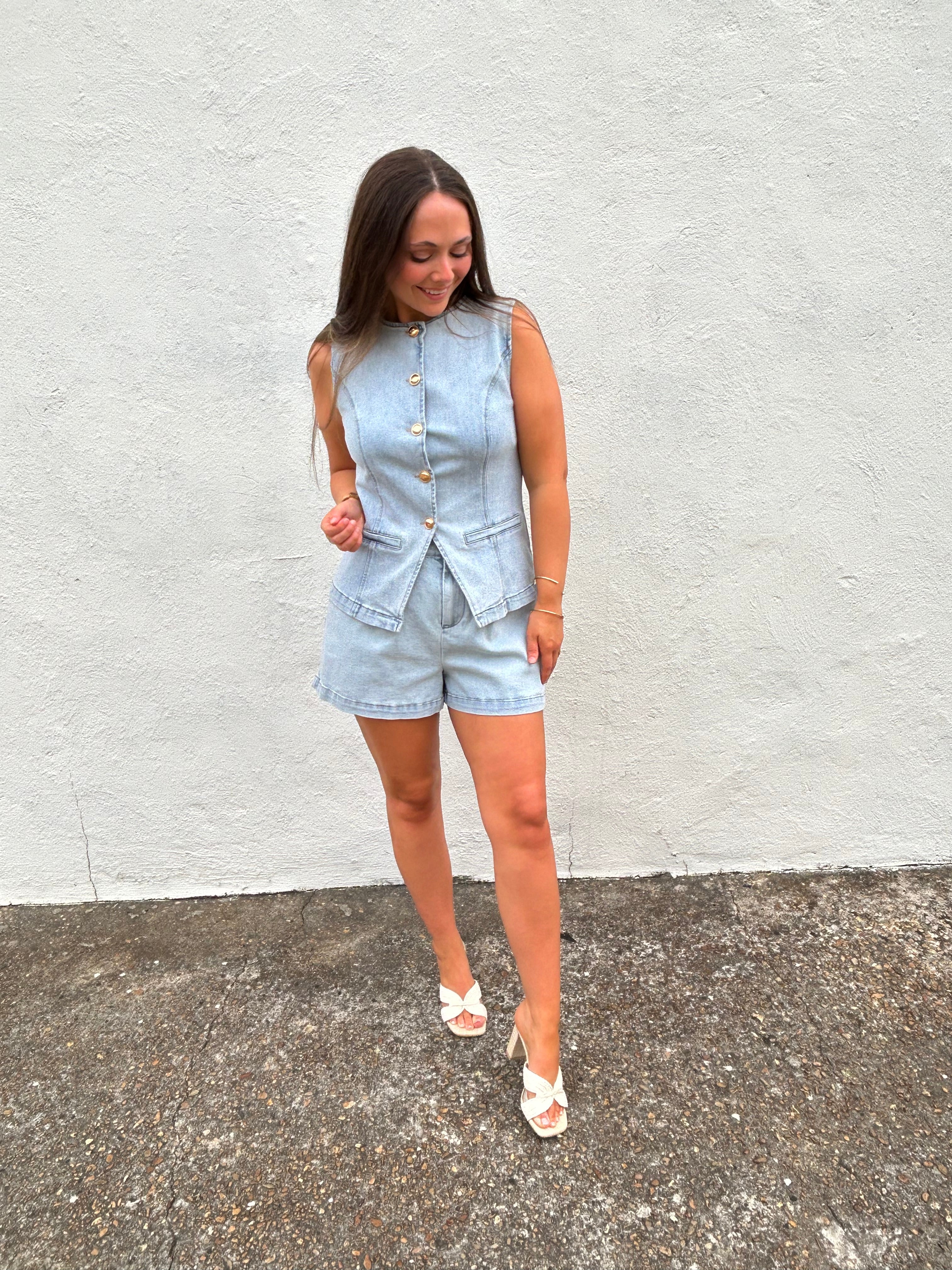 DENIM TROUSER SHORTS