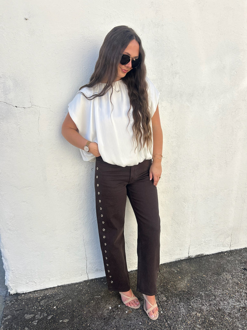 ELLE GREY | GATHERED NECK BUBBLE BLOUSE