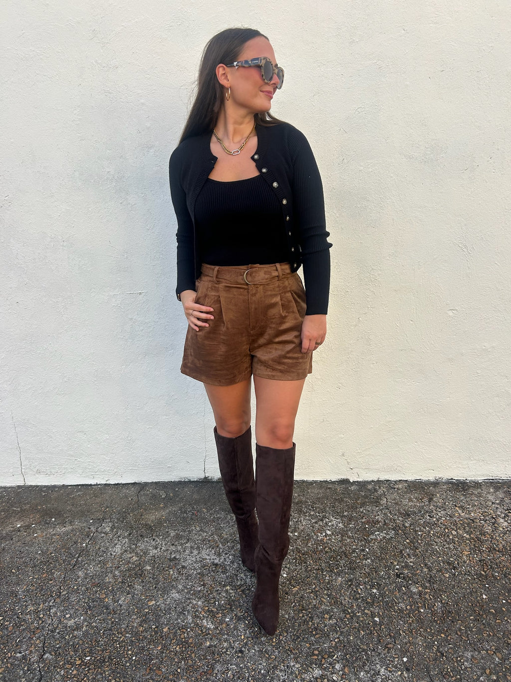 BLACK RIBBED CARDIGAN + TANK SET
