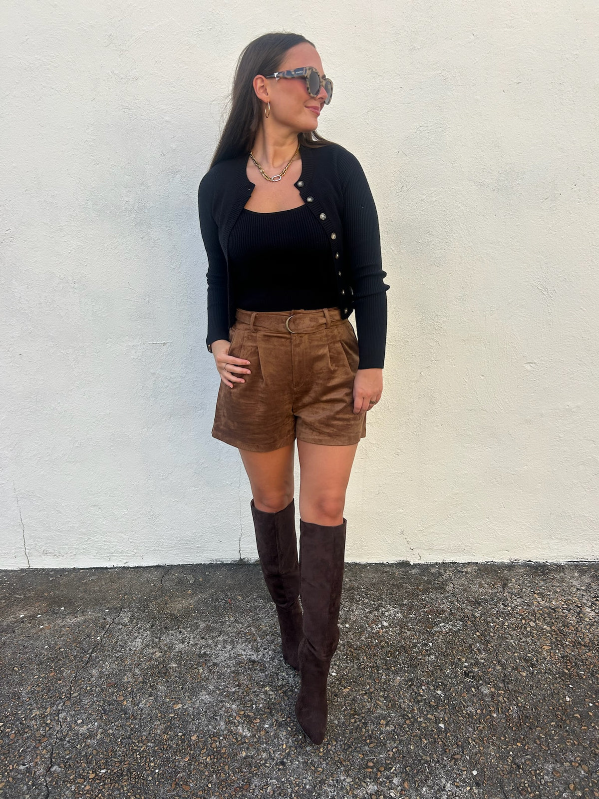 BLACK RIBBED CARDIGAN + TANK SET
