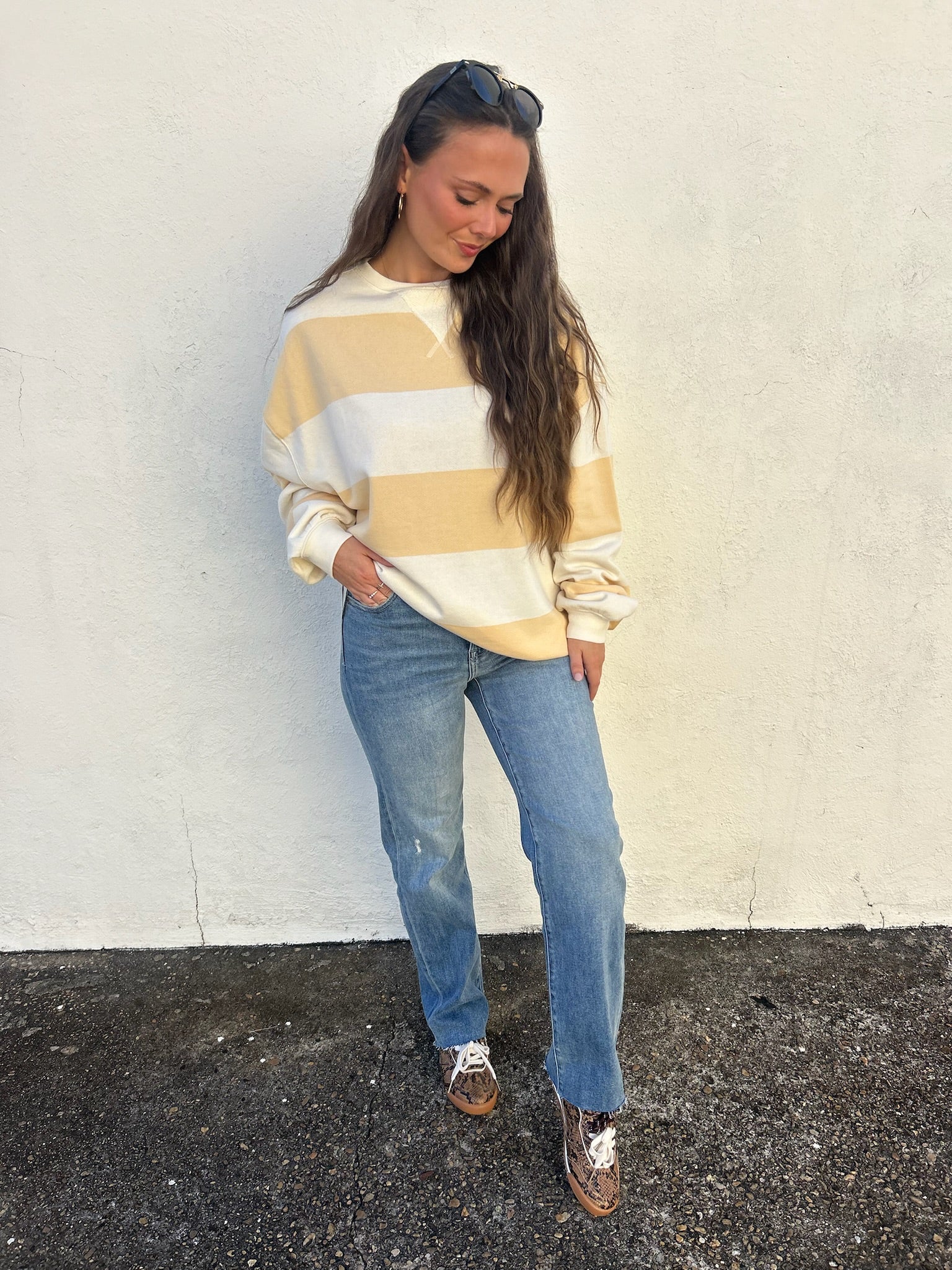 FREE PEOPLE | CLASSIC STRIPE CREWNECK PULLOVER