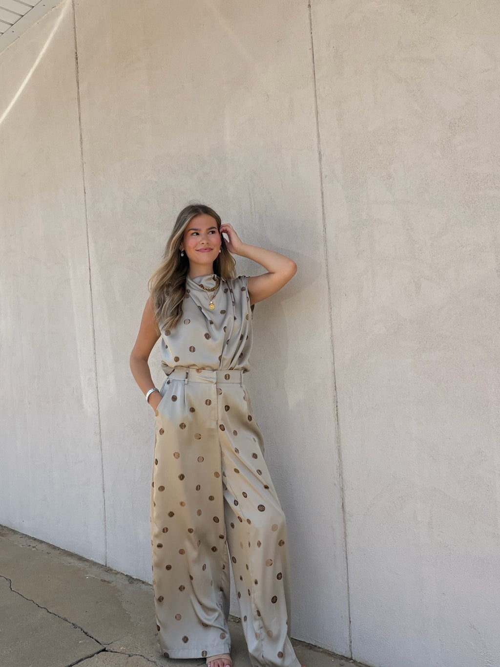 THE DRAPED DOT MOCK NECK TOP