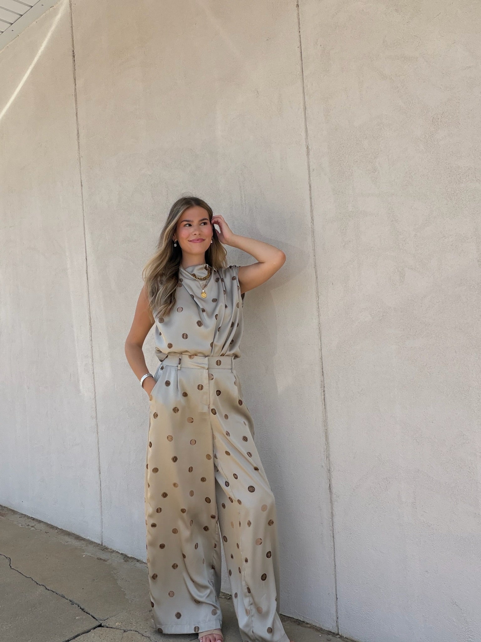 THE DRAPED DOT MOCK NECK TOP