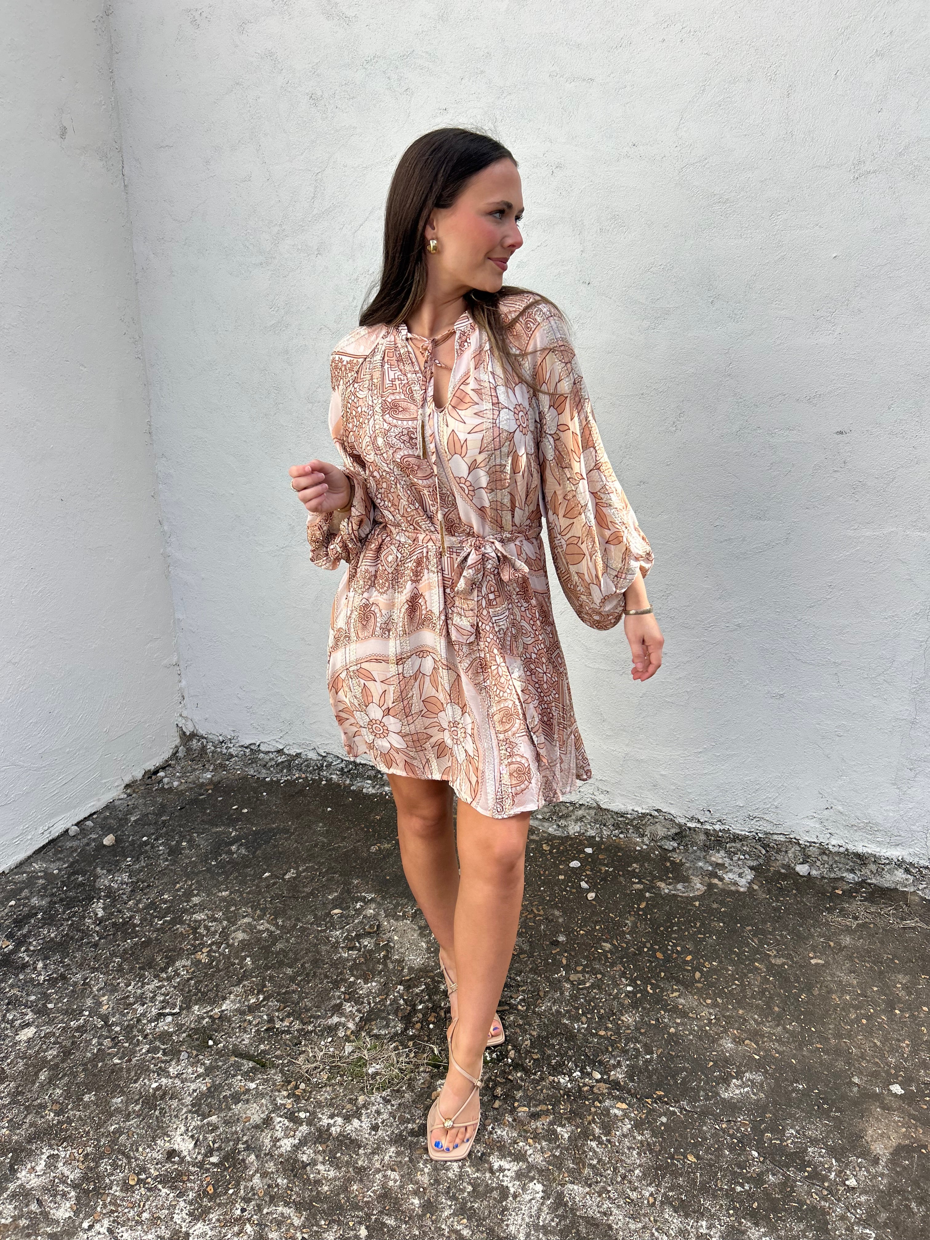CIEBON | METALLIC PRINT MINI DRESS