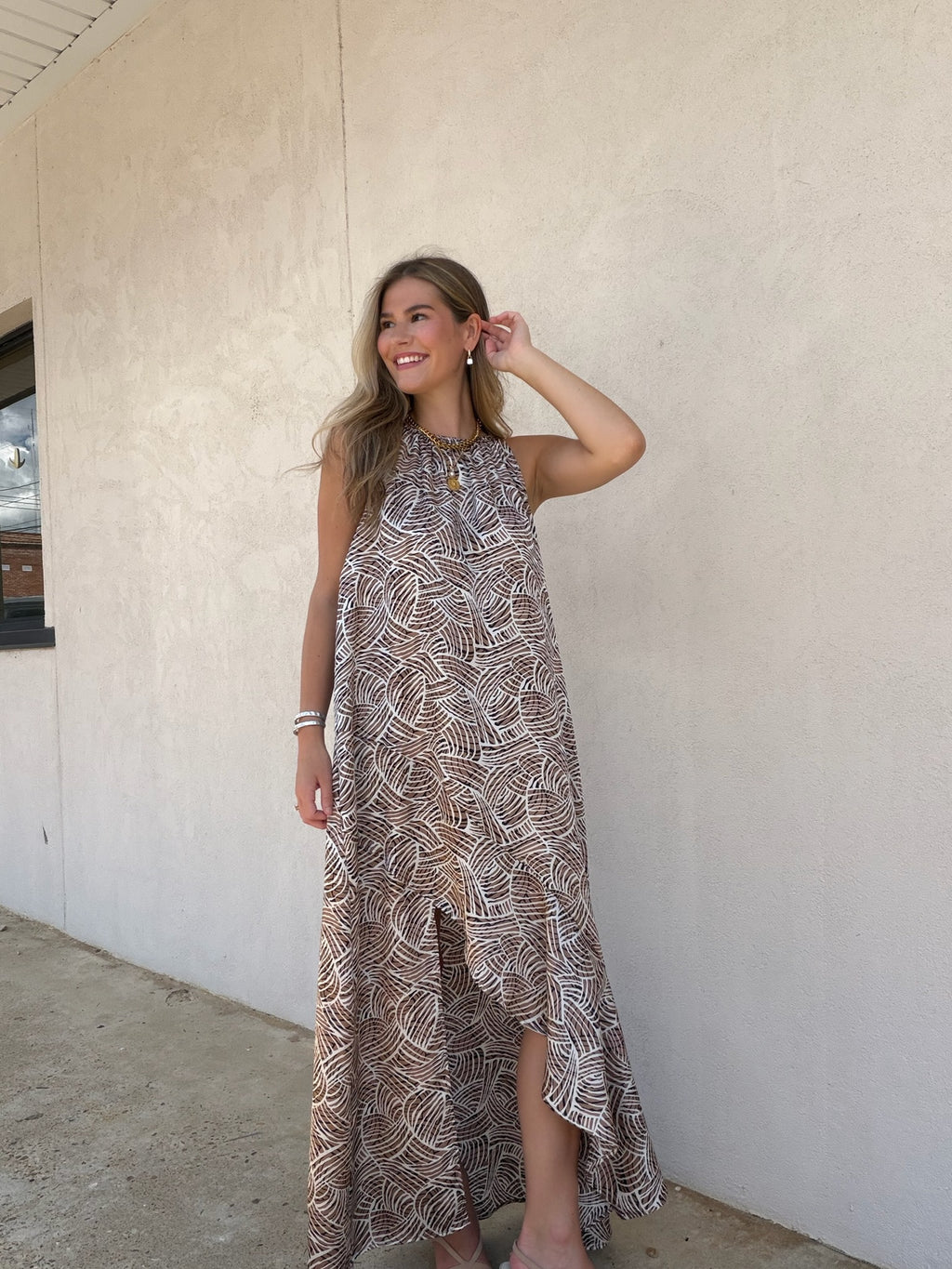 THE ELEVATED NEUTRAL PRINTED MAXI DRESS