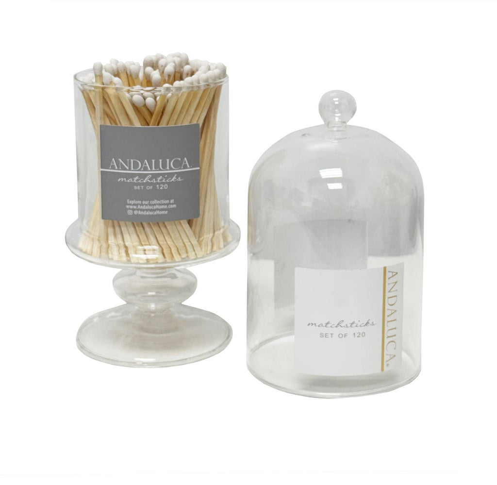 TALL GLASS JAR + 120 WOODEN WHITE MATCHES