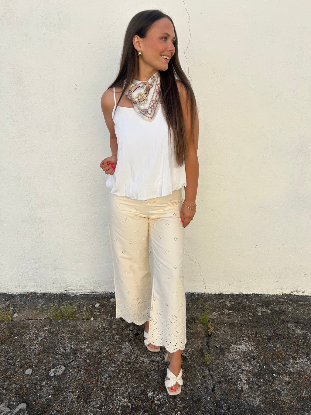 THE COASTAL EYELET WIDE LEG PANT