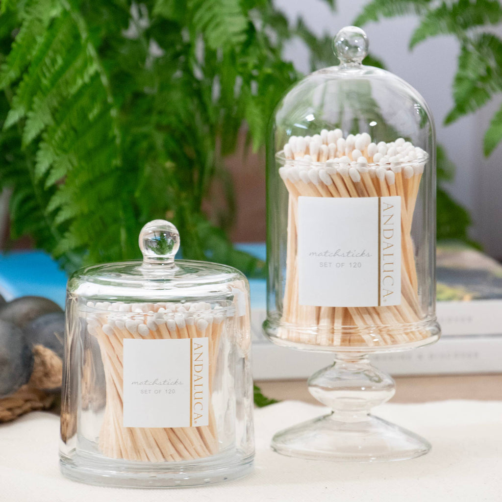 TALL GLASS JAR + 120 WOODEN WHITE MATCHES