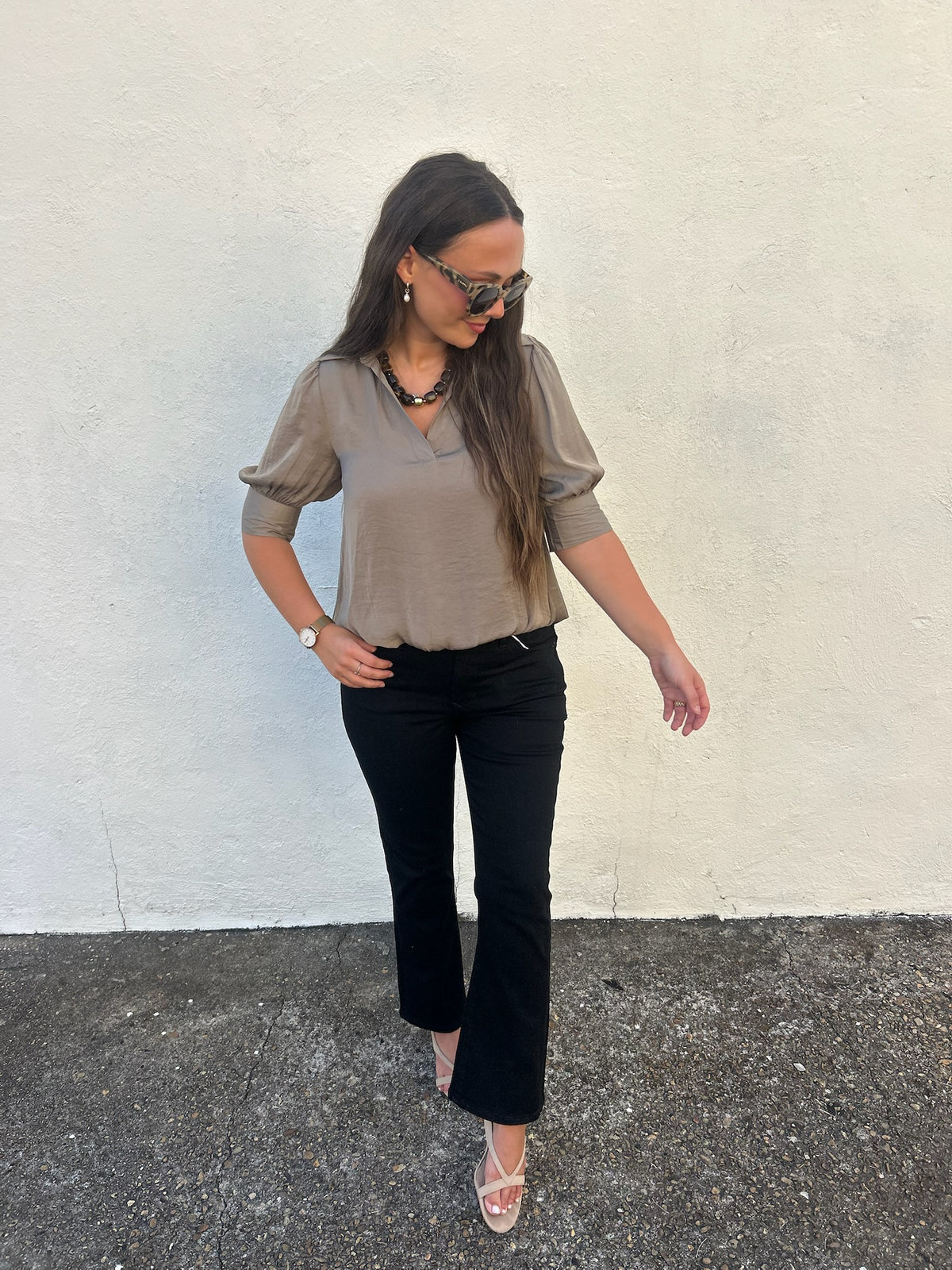 MONROE SATIN COLLARED BLOUSE
