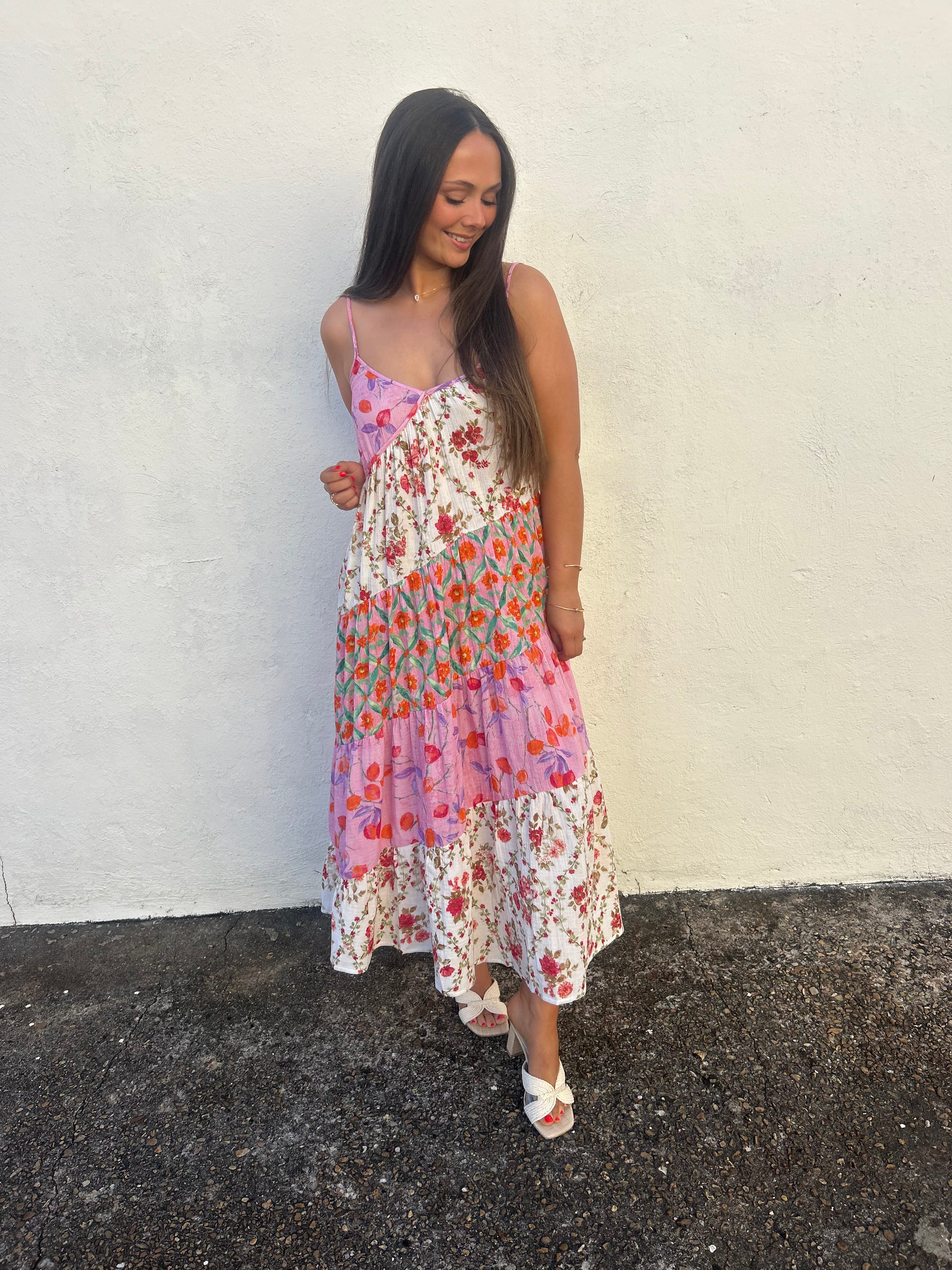 IVORY ROSE MIXED PRINT MAXI DRESS