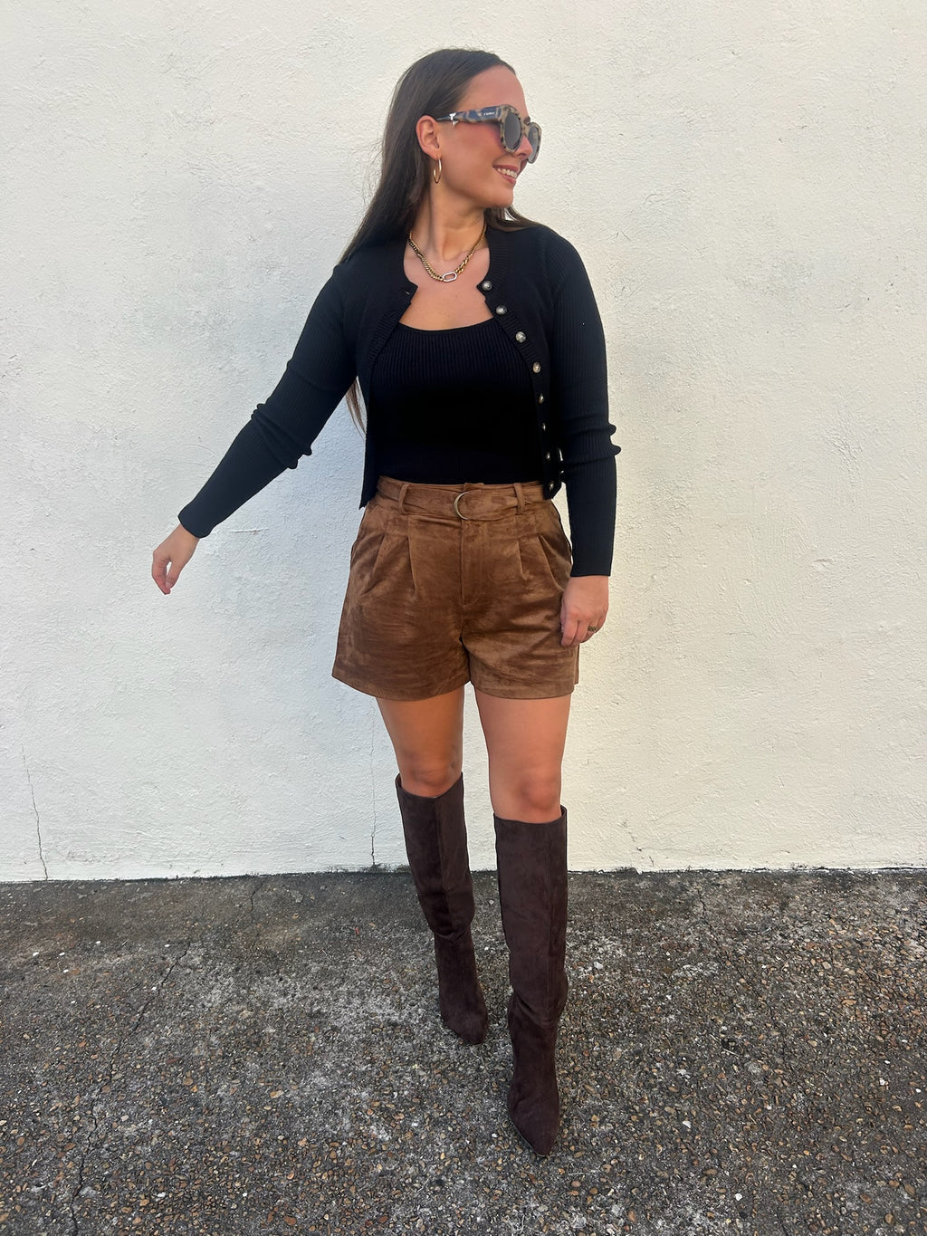 BLACK RIBBED CARDIGAN + TANK SET