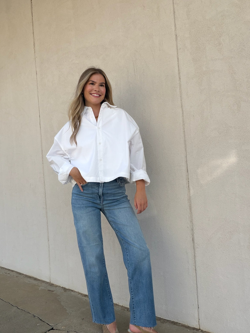 ELLE GREY | DRAWSTRING HEM BUTTON-UP SHIRT