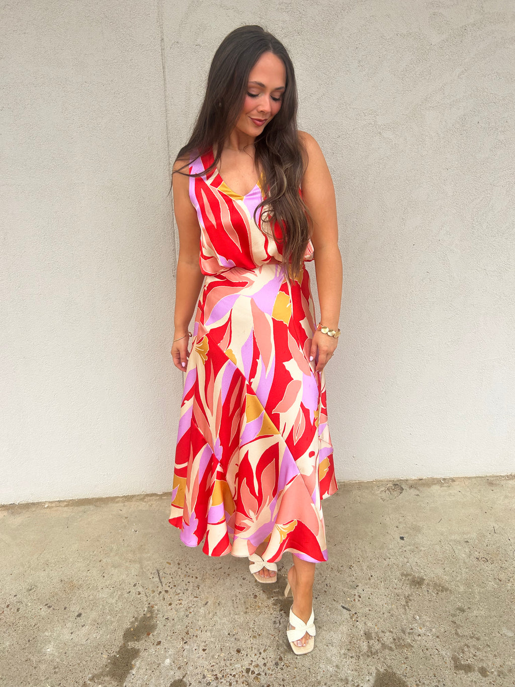 SUNSET BLOOM BUBBLE HEM TOP