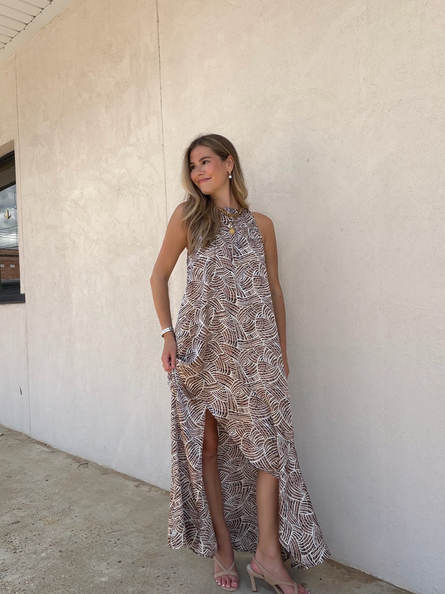 THE ELEVATED NEUTRAL PRINTED MAXI DRESS