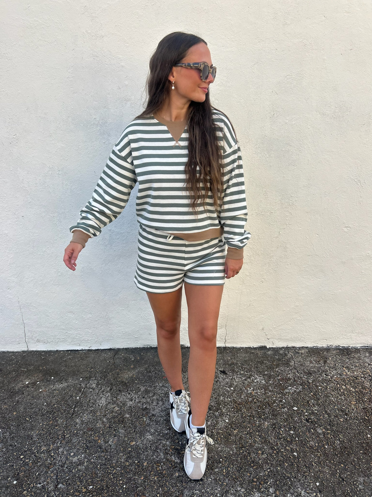 Z SUPPLY | LOW KEY STRIPE FLEECE SHORT IN MONSTERA