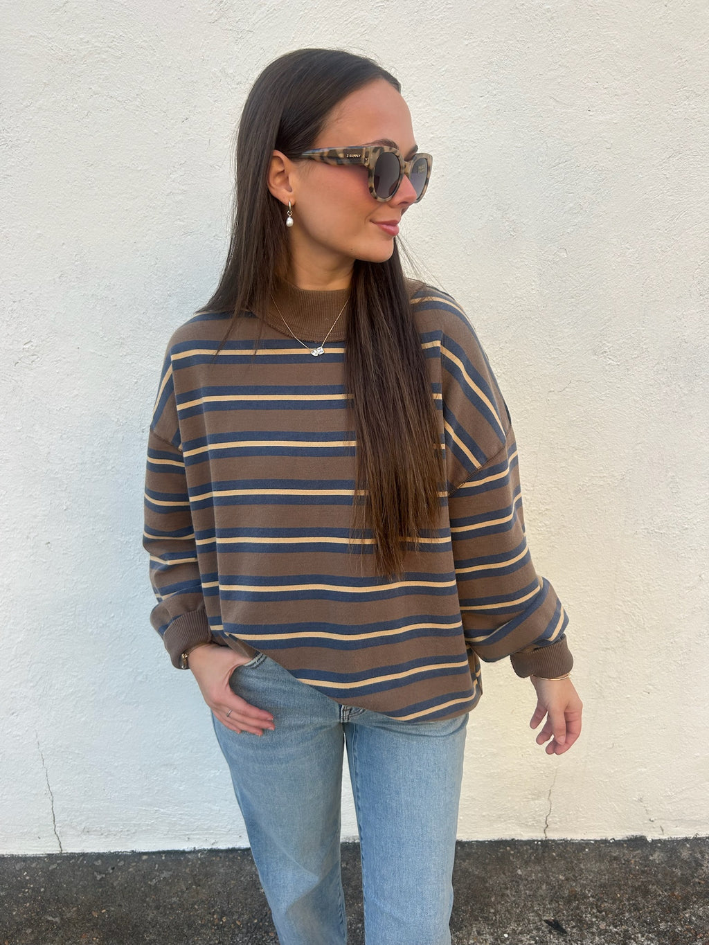 FREE PEOPLE | PALM SPRINGS STRIPED PULLOVER IN ARMY