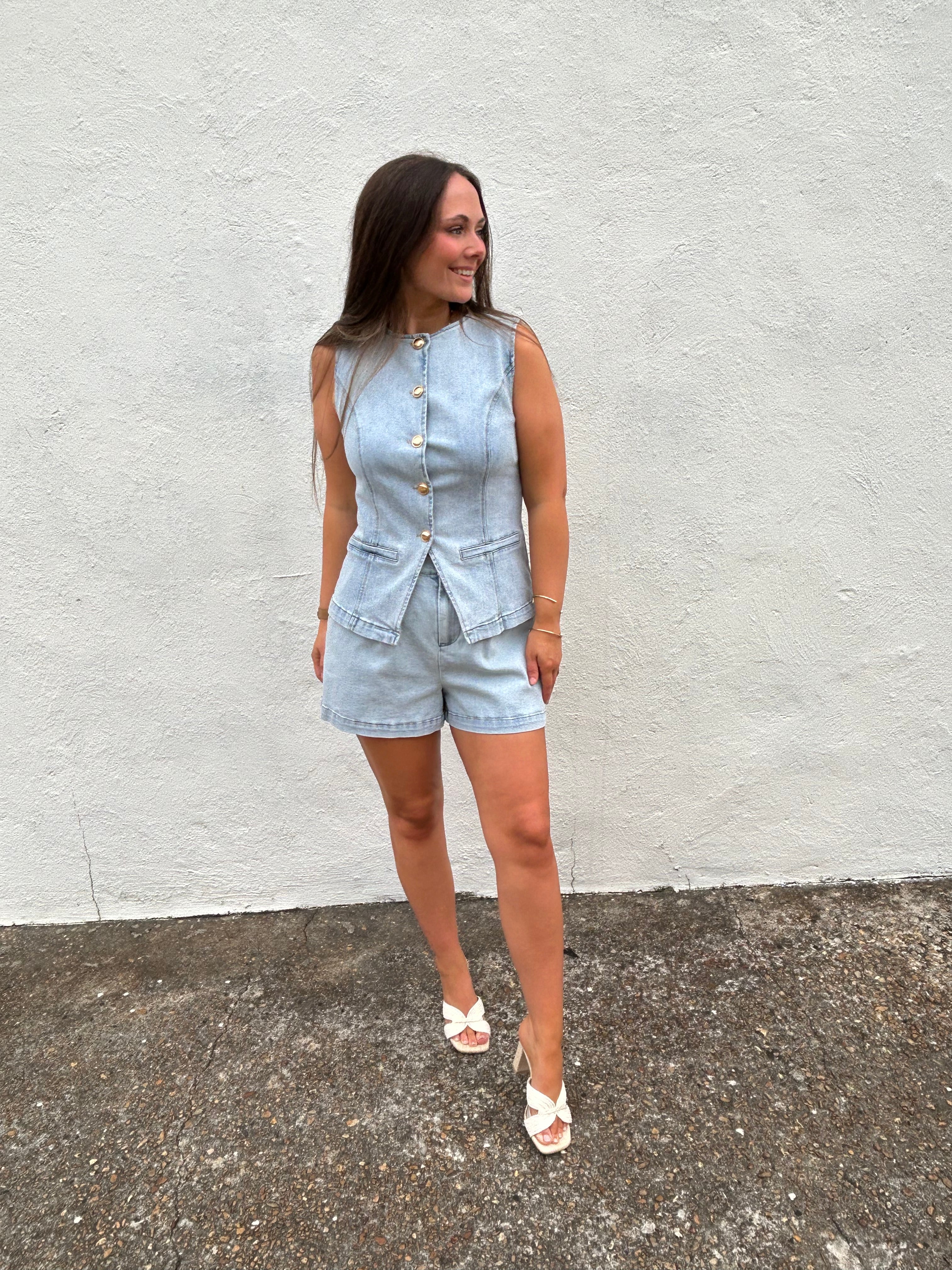 DENIM TROUSER SHORTS