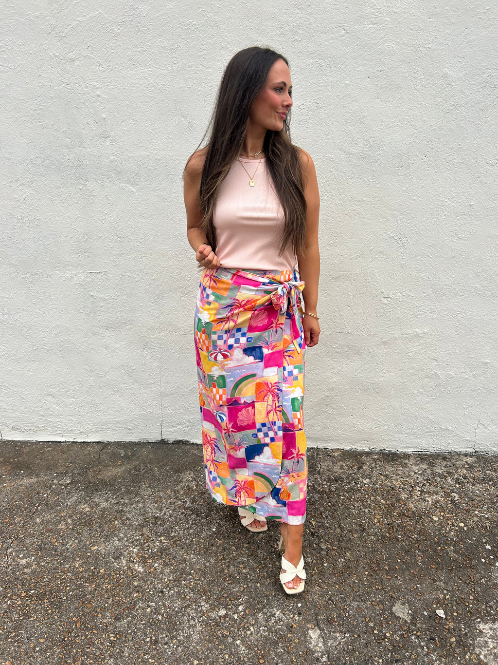 BAHAMAS SUNSET PATCHWORK WRAP SKIRT