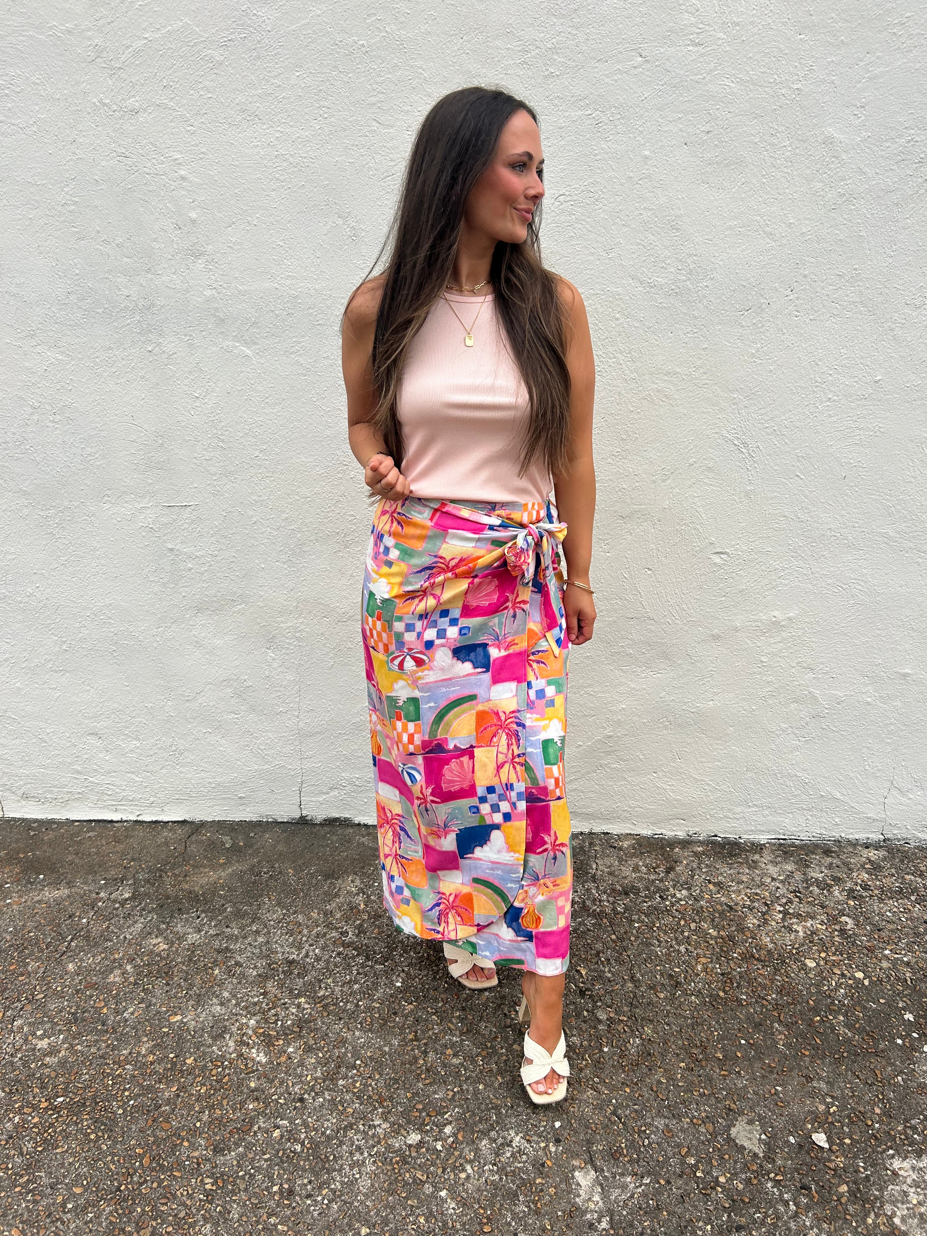 BAHAMAS SUNSET PATCHWORK WRAP SKIRT