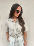 THE SOFT STRUCTURE PLEATED TOP | TAUPE