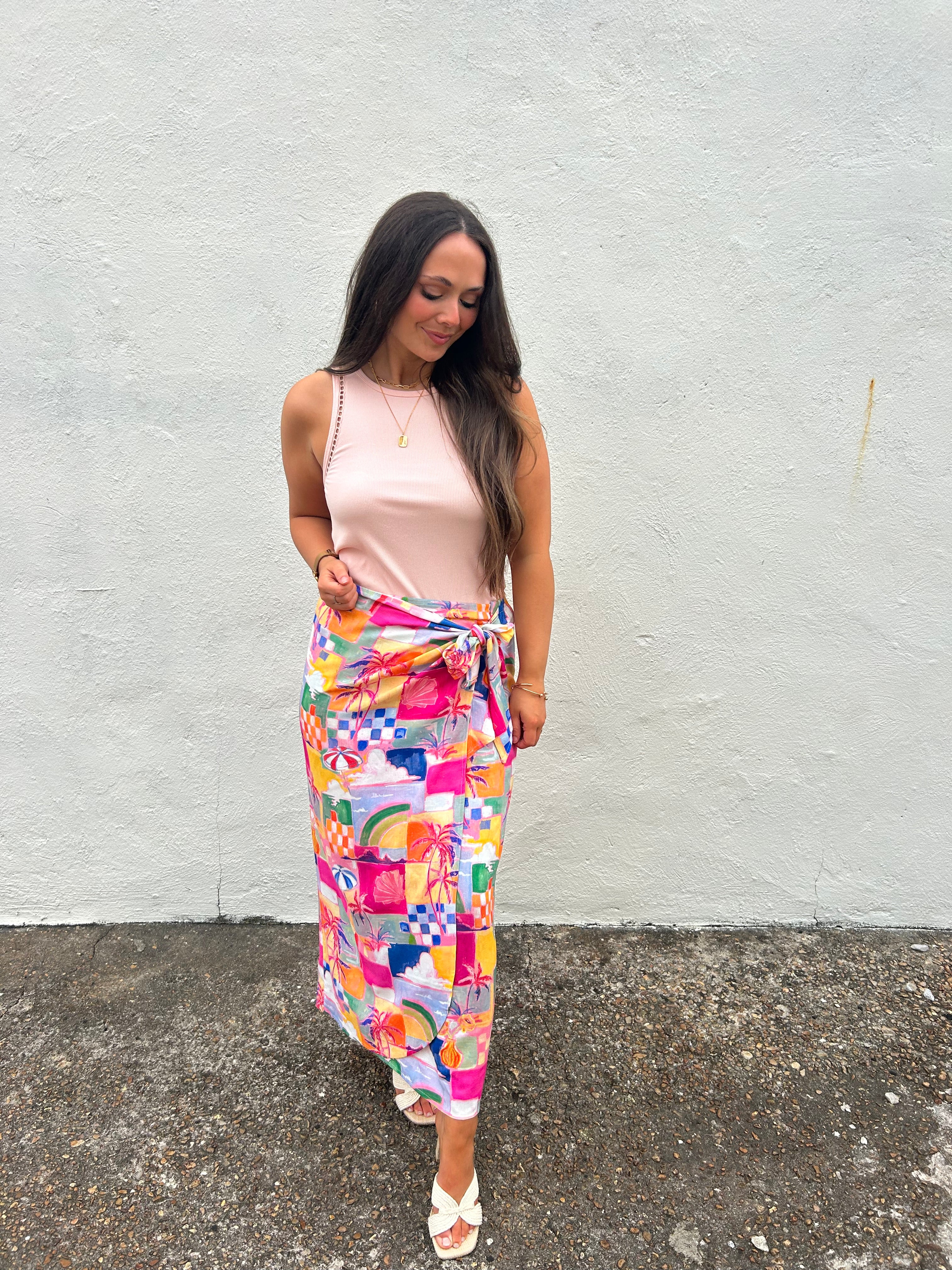 BAHAMAS SUNSET PATCHWORK WRAP SKIRT