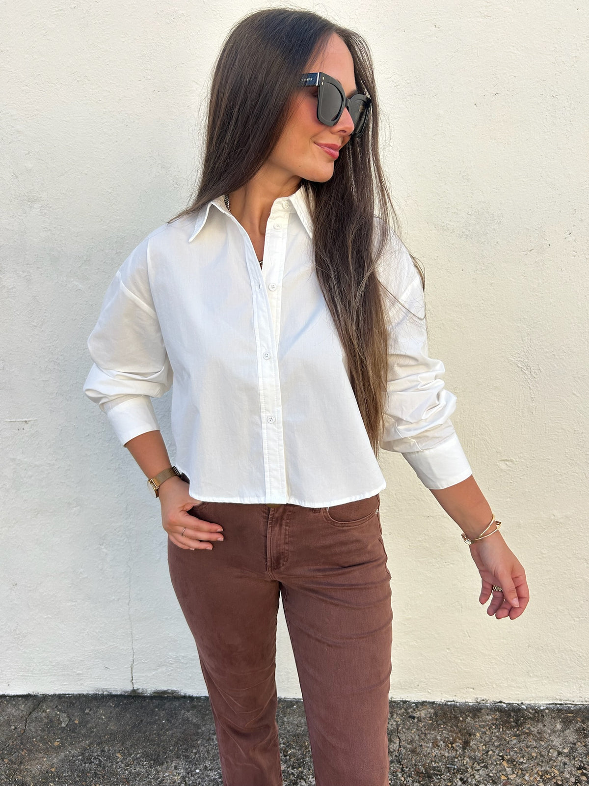 KARLIE | CLASSIC WHITE POPLIN BUTTON DOWN