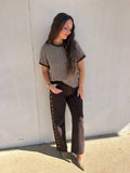 CHOCOLATE SCALLOP STRIPE TEE