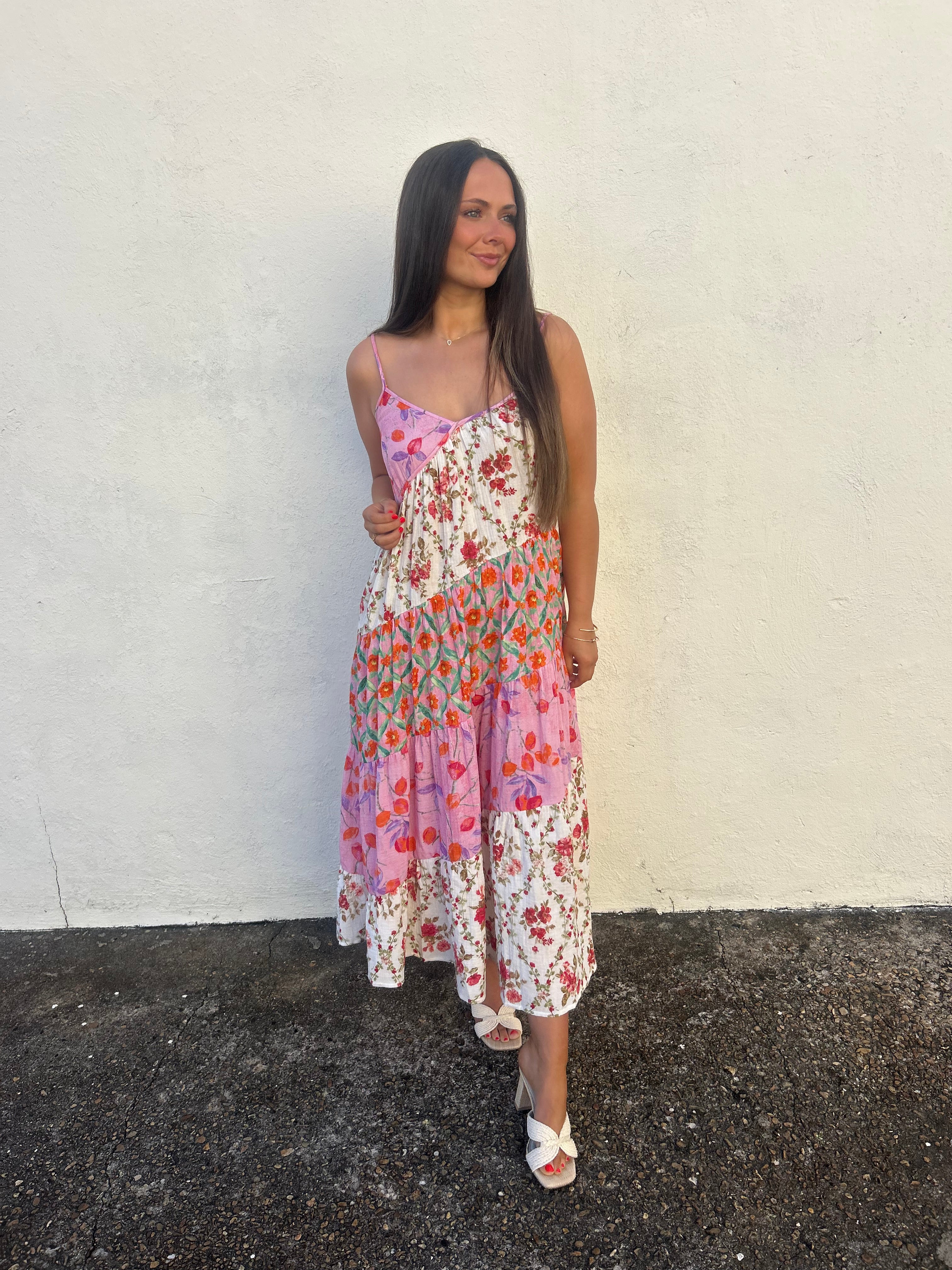 IVORY ROSE MIXED PRINT MAXI DRESS