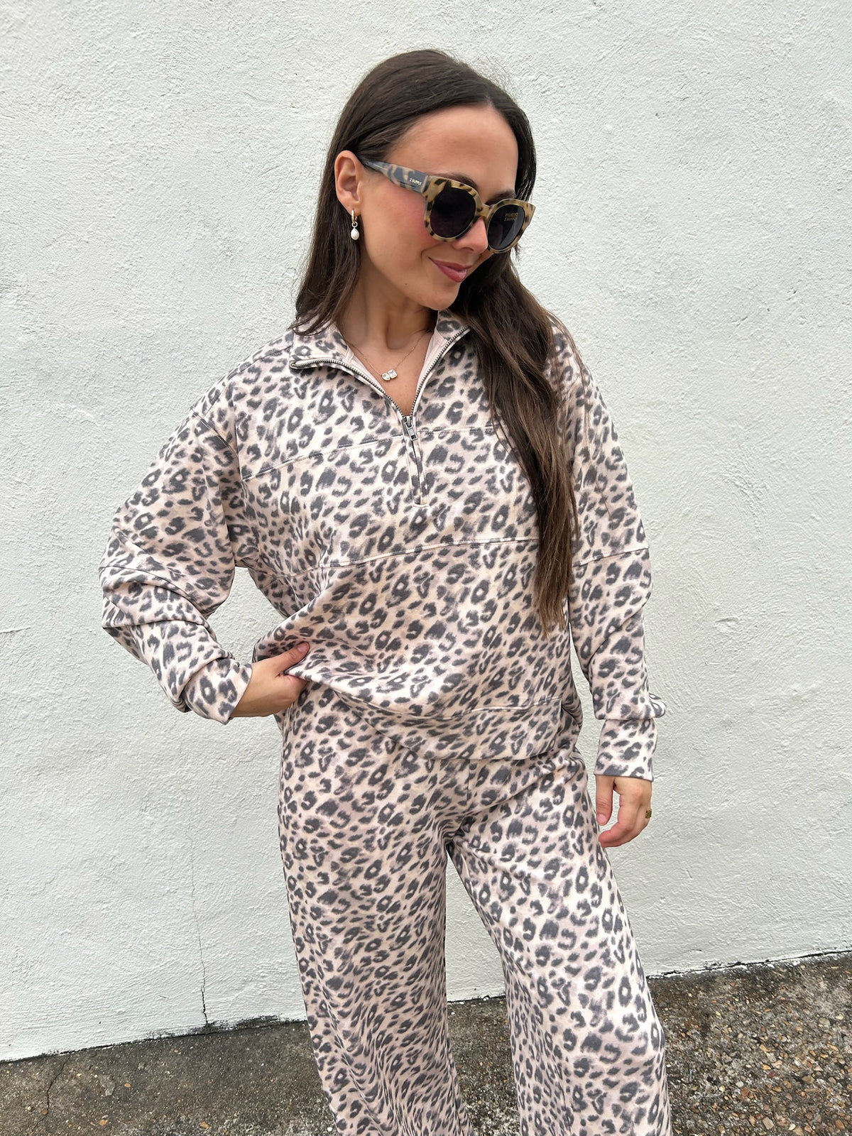 CLOUD LEOPARD SEAMED QUARTER ZIP