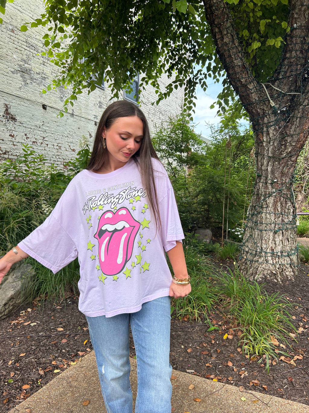 RECYCLED KARMA | FRENCH LILAC ROLLING STONES TEE