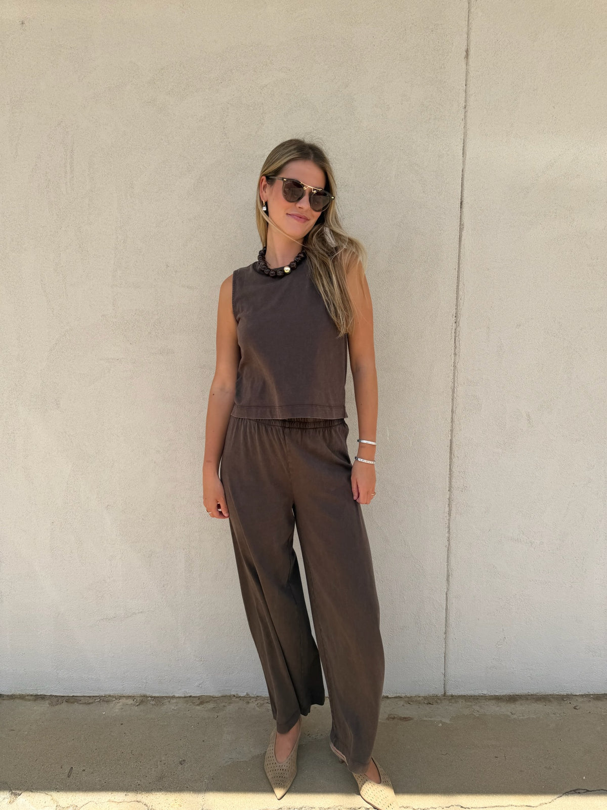 Z SUPPLY | SCOUT JERSEY CROP FLARE PANT IN DARK CHOCOLATE