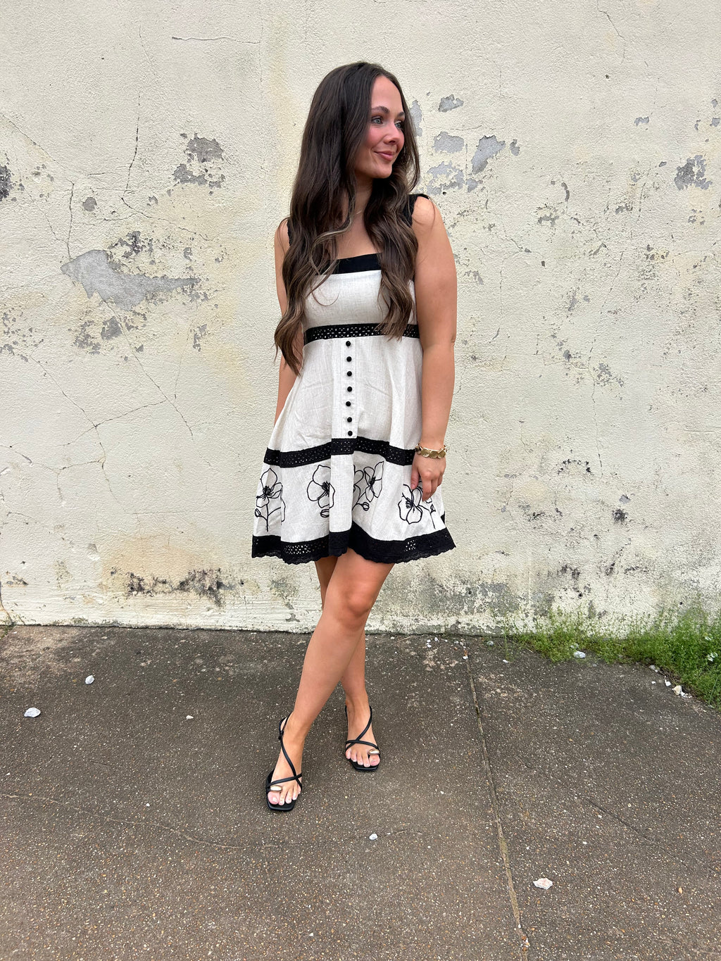 BLACK TIE BLOSSOM MINI DRESS